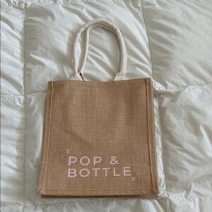 NWOT- Pop & Bottle burlap tote